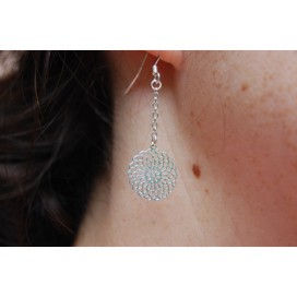 Boucles d'oreille petite rosace sur chaine