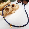 Chaine de lunette perle Heishi Bleue Cobalt