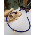 Chaine de lunette perle Heishi Bleue Cobalt