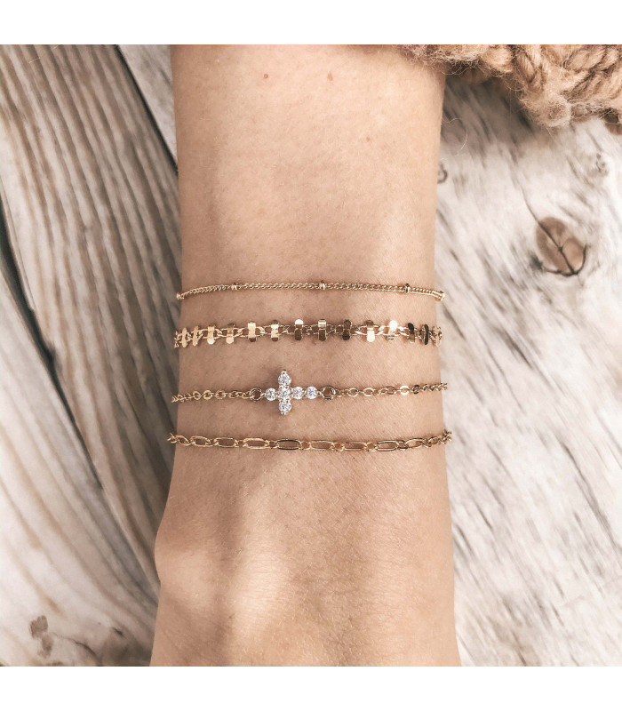 Bracelet chaine croix strass
