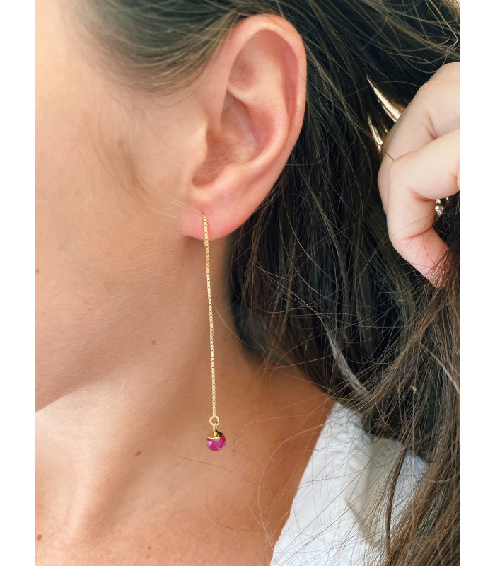 Boule d'oreille Lisa chaine pierre naturelle