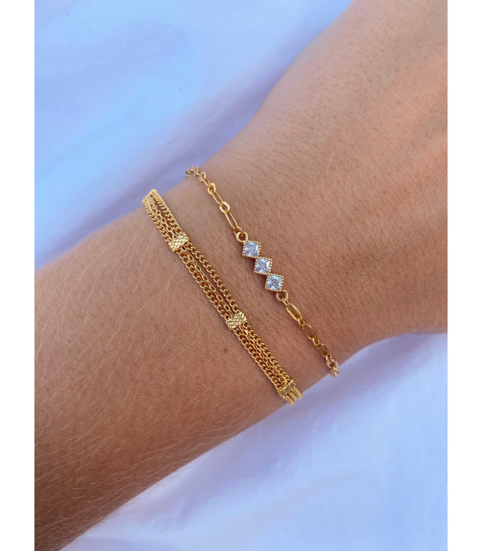 Bracelet chaine 3 strass Aude