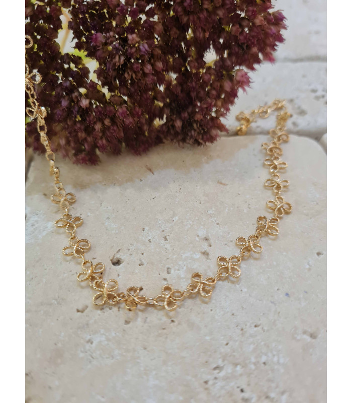 Chaine de cheville Rosace plaqué or