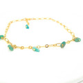 Chaine cheville perles Amazonite verte