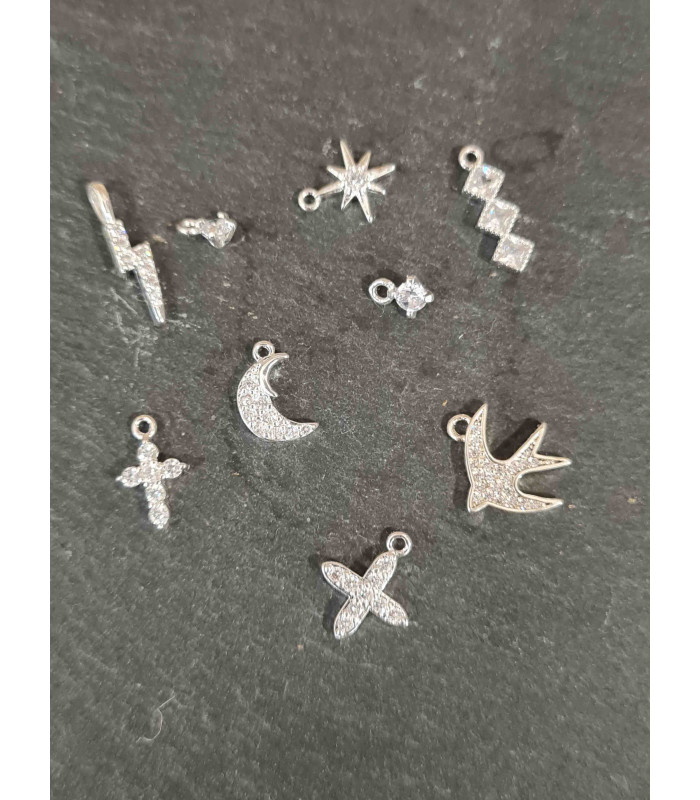 Boucle d'oreille Créole Pop Strass Blanc Plaqué Argent