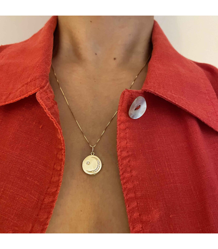 Collier Lune Etoile Strass