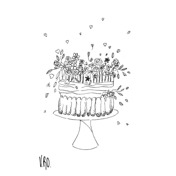 Carte dessin Gâteau d'anniversaire