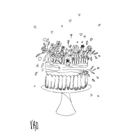 Carte dessin Gâteau d'anniversaire
