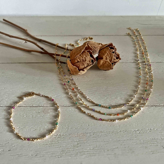 Collier un rang chaine pierre Ibiza