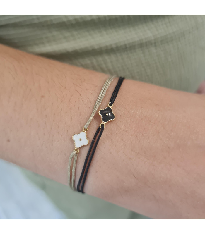 Bracelet cordon Trèfle émail