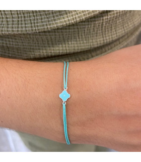 Bracelet cordon Trèfle émail
