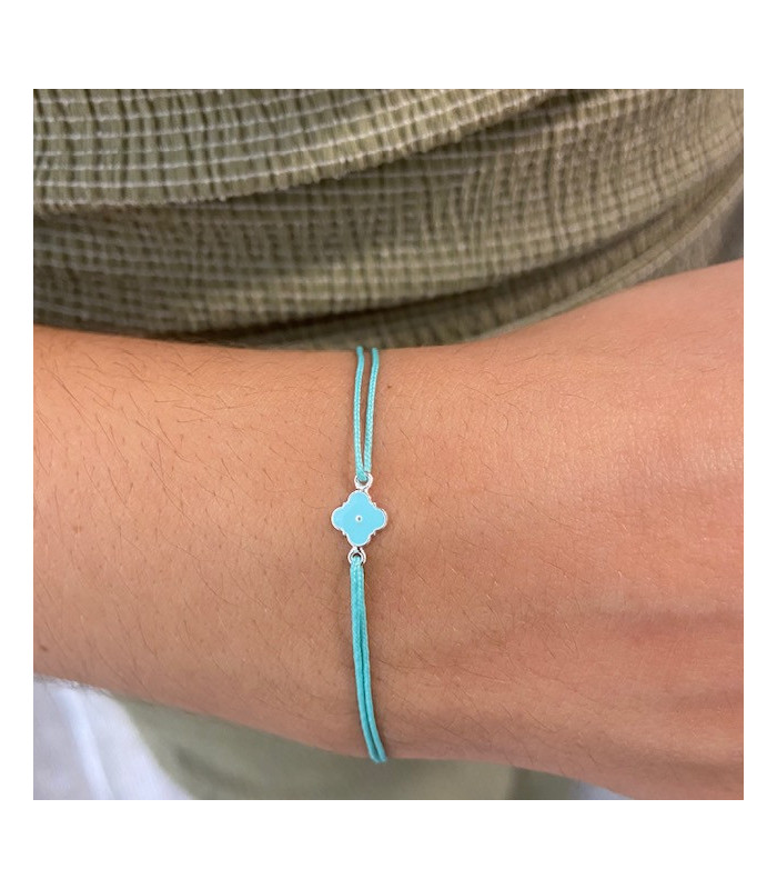 Bracelet cordon Trèfle émail