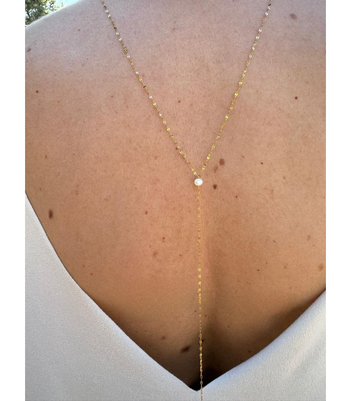 Collier Dos Chaine torsadée 2 Perles