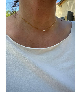Collier Dos Chaine torsadée 2 Perles