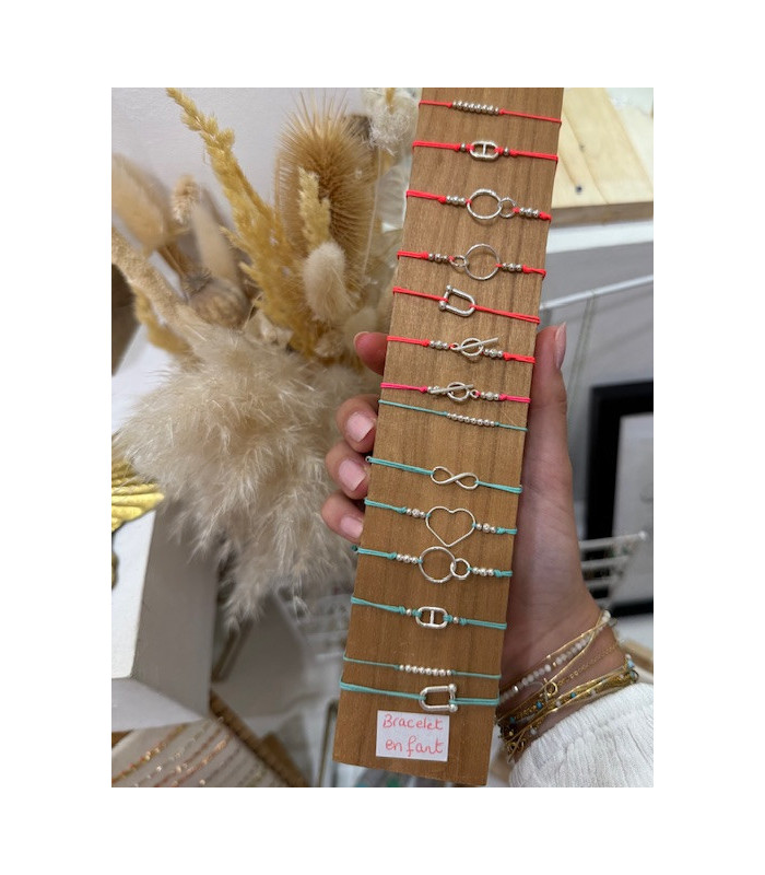 Bracelet Cordon Enfant pampille argent