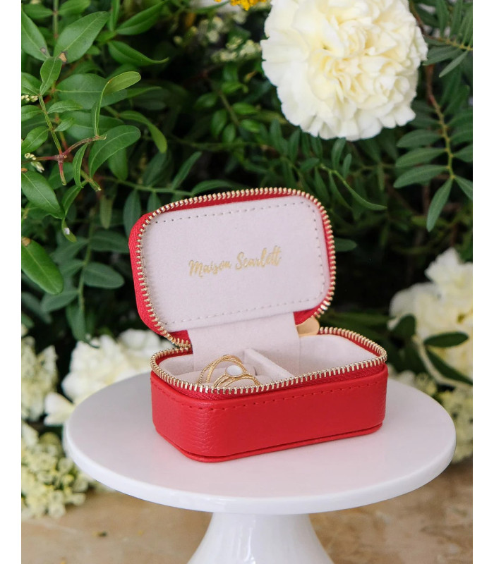 Mini Boite à bijoux Marie en Cuir PU Rouge