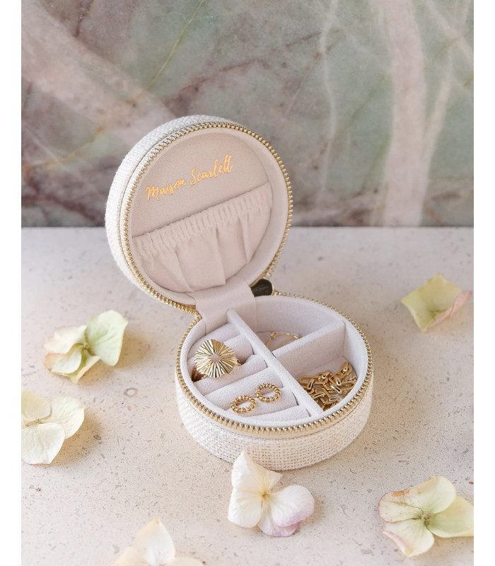 Boîte à bijoux de voyage Corinne en velours Rouge