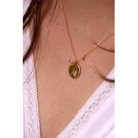 Collier Initiale Lettre Fleur Gravée
