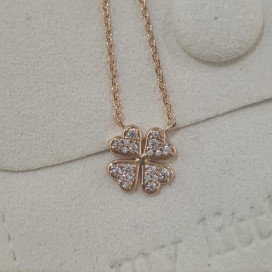 Collier TREFLE strass plaqué or