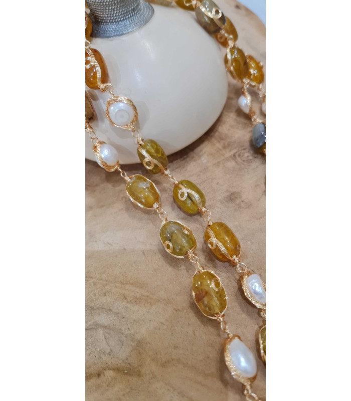 Sautoir Aimée Agate Péridot