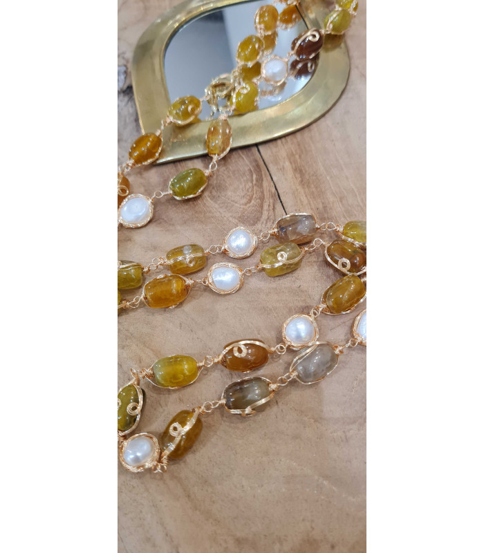 Sautoir Aimée Agate Péridot