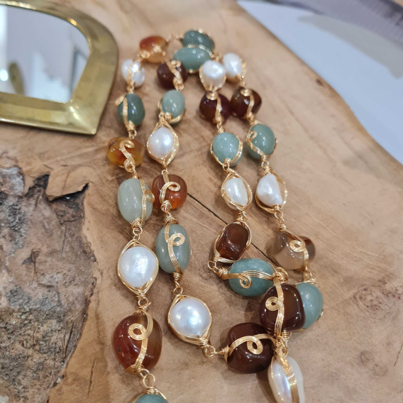 Sautoir Aimée Agate Péridot