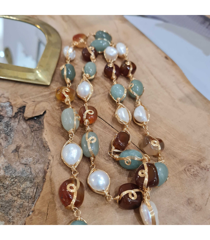 Sautoir Aimée Agate Péridot