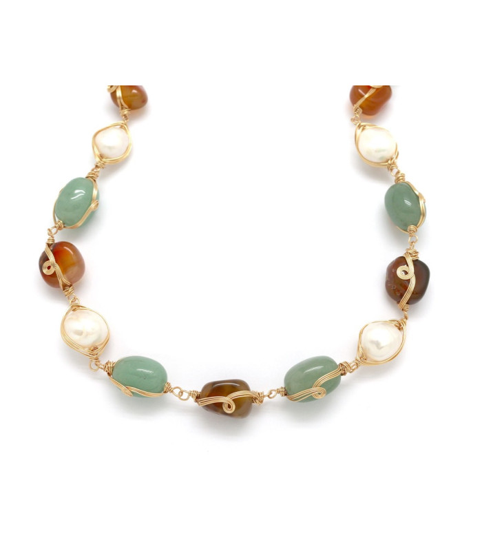 Sautoir Aimée Agate Péridot