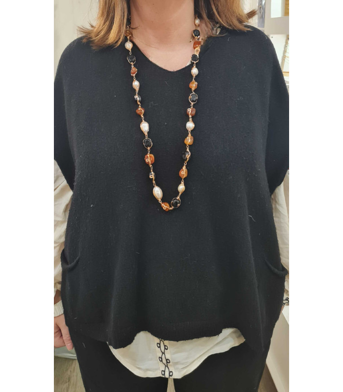 Sautoir Aimée Agate Péridot