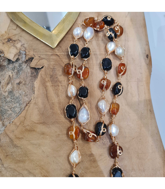 Sautoir Aimée Agate Péridot