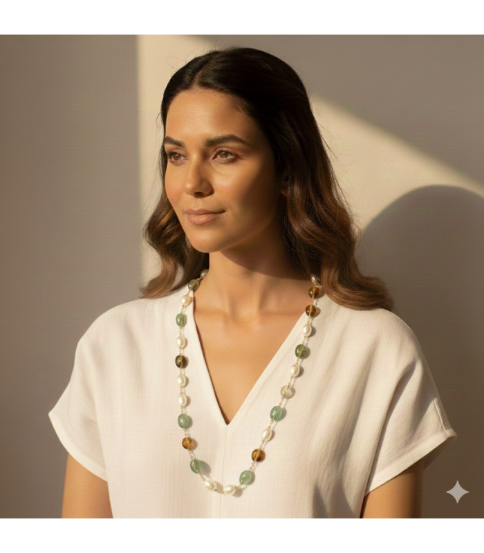 AIMEE Long Necklace Agate Amazonite Carnelian