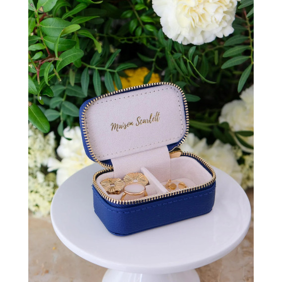 Mini Boite à bijoux Marie en Cuir PU Bleu Roi