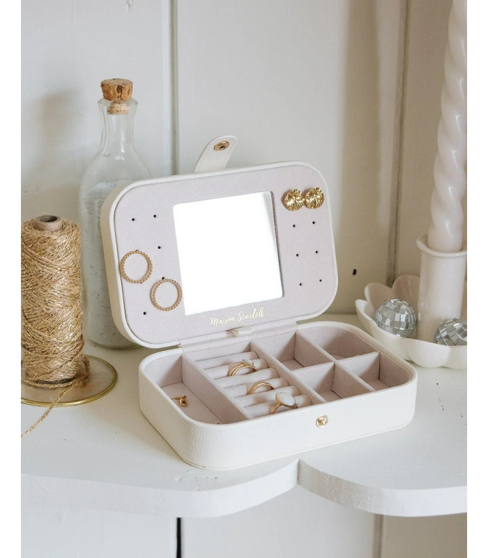 Boîte à bijoux de voyage Corinne en velours Rouge