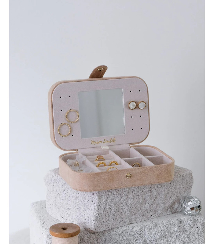 copy of copy of Boîte à bijoux de voyage Corinne en velours Rouge