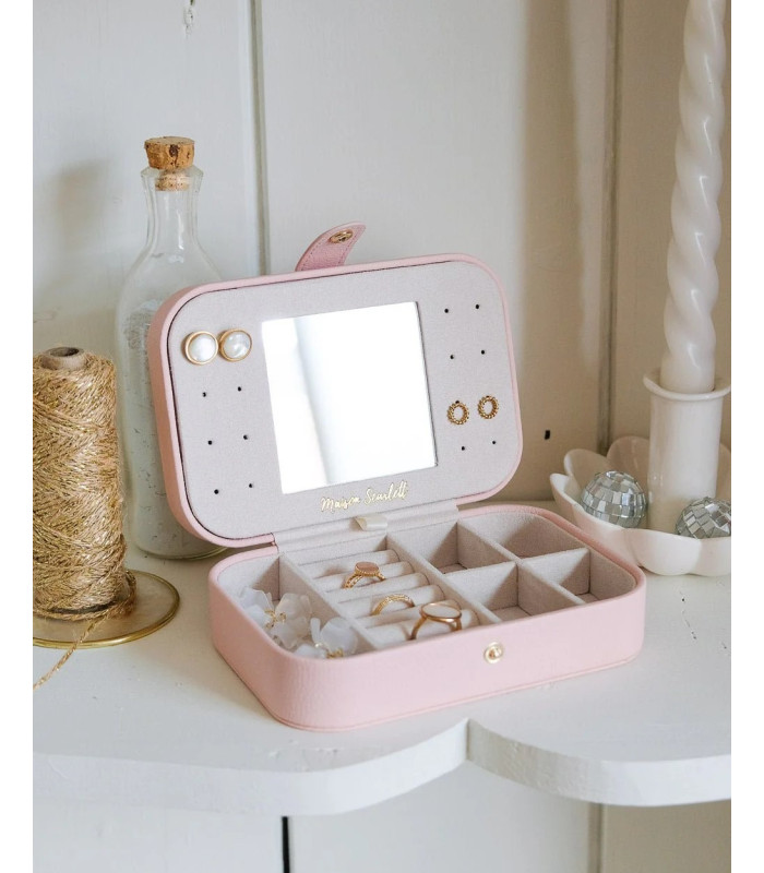 Boîte à bijoux de voyage Corinne en velours Rouge