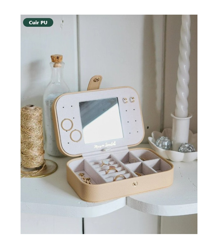 Boîte à bijoux de voyage Brigitte en Cuir PU