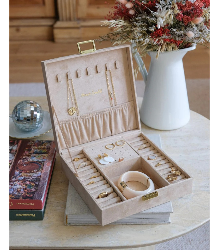 copy of Boîte à bijoux de voyage Corinne en velours Rouge