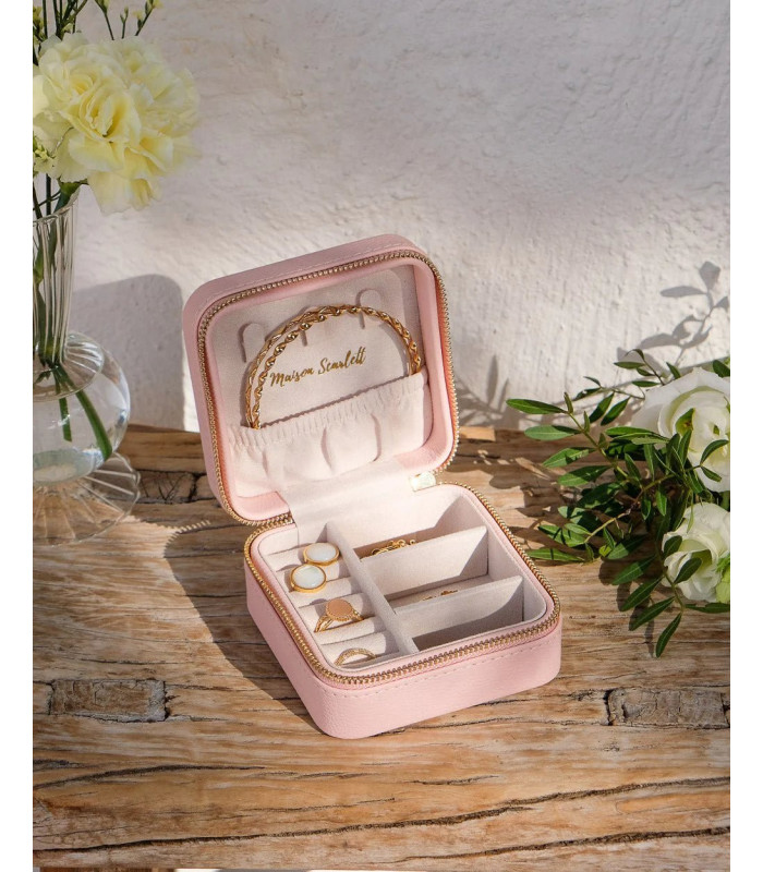 Boîte à bijoux de voyage Corinne en velours Rouge