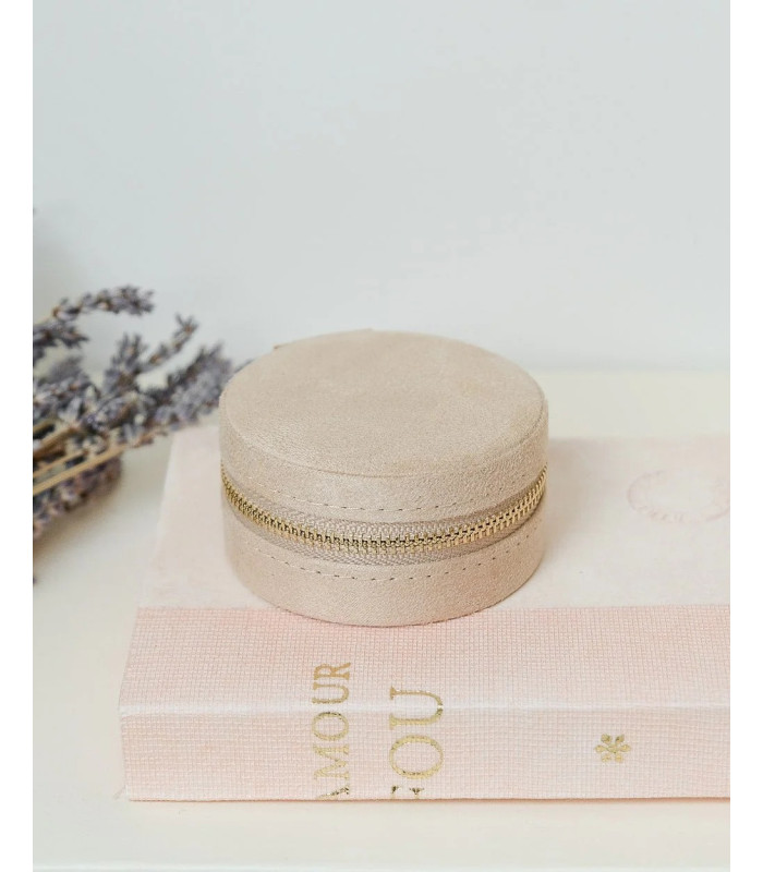 Boîte à bijoux de voyage YVONNE en Velours Beige