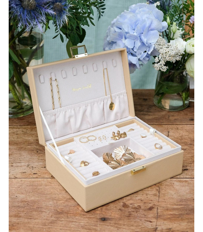 Grande boîte à bijoux Louise Cuir PU Beige