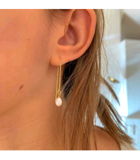 Boucles d'oreille chaine Perle Nacre Lili Rose