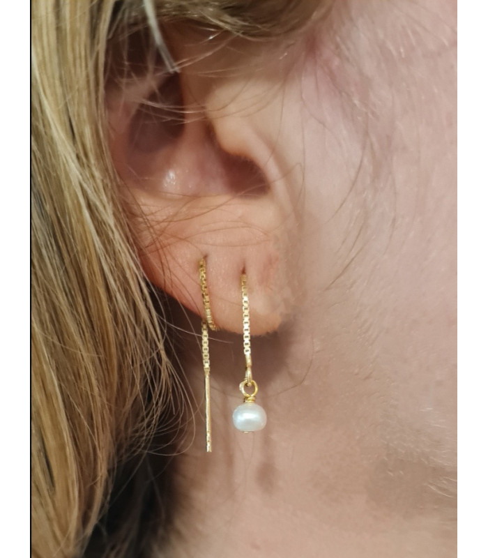 Boucles d'oreille chaine Perle Nacre Lili Rose