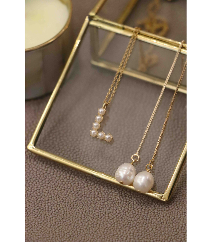 Boucles d'oreille chaine Perle Nacre Lili Rose