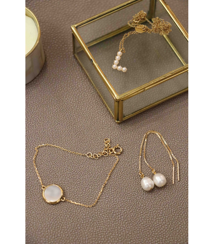 Boucles d'oreille chaine Perle Nacre Lili Rose