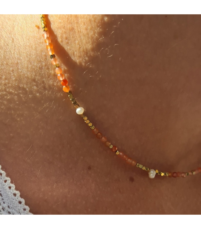 Collier Agate Aventurine Orange