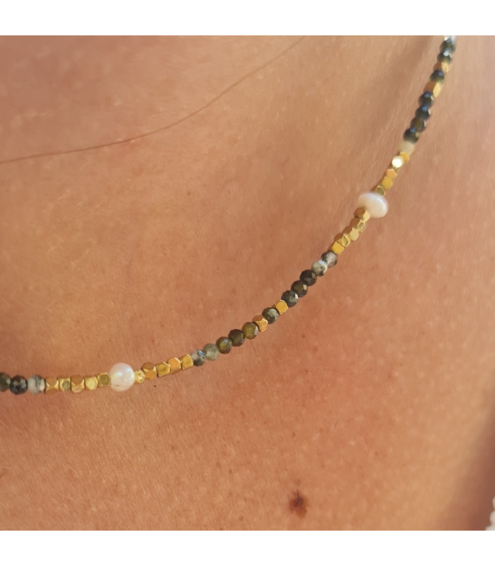 Collier Agate Kaki