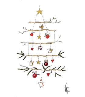 Carte dessin sapin couleur