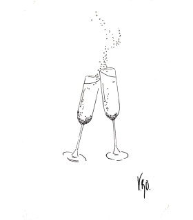 Carte dessin Flute de champagne