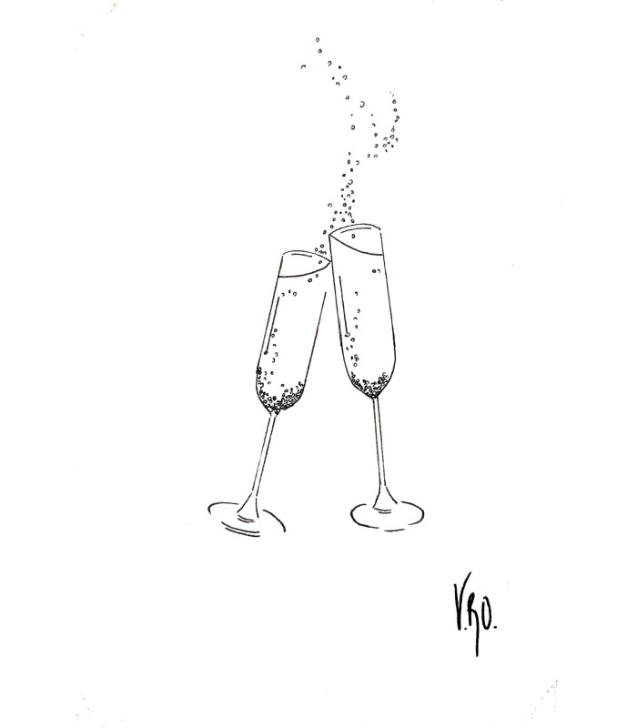 Carte dessin Verre de champagne