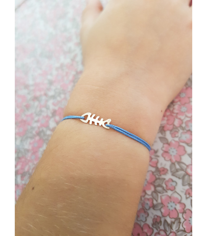 Bracelet cordon arête argent enfant